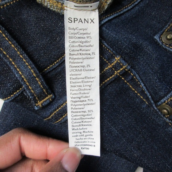 Spanx Clean Indigo Bootcut Trouser Women M Blue Flare Jeans Cotton Blend 562 - Picture 5 of 14